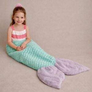 Plush Mermaid Tail Blanket Teal Purple Soft Cozy whimsical Kidcore